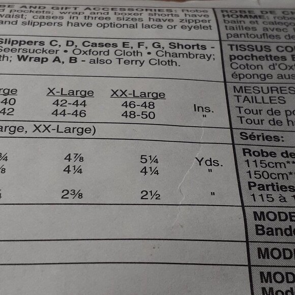 McCalls Pattern 9137 Unisex Womens Mens Robe Shorts Accessories Z UNCUT XLG  XXL - Picture 4 of 9